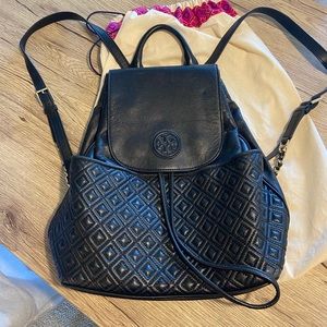 Tory Burch black leather backpack